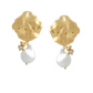 Wave stud pearl earrings