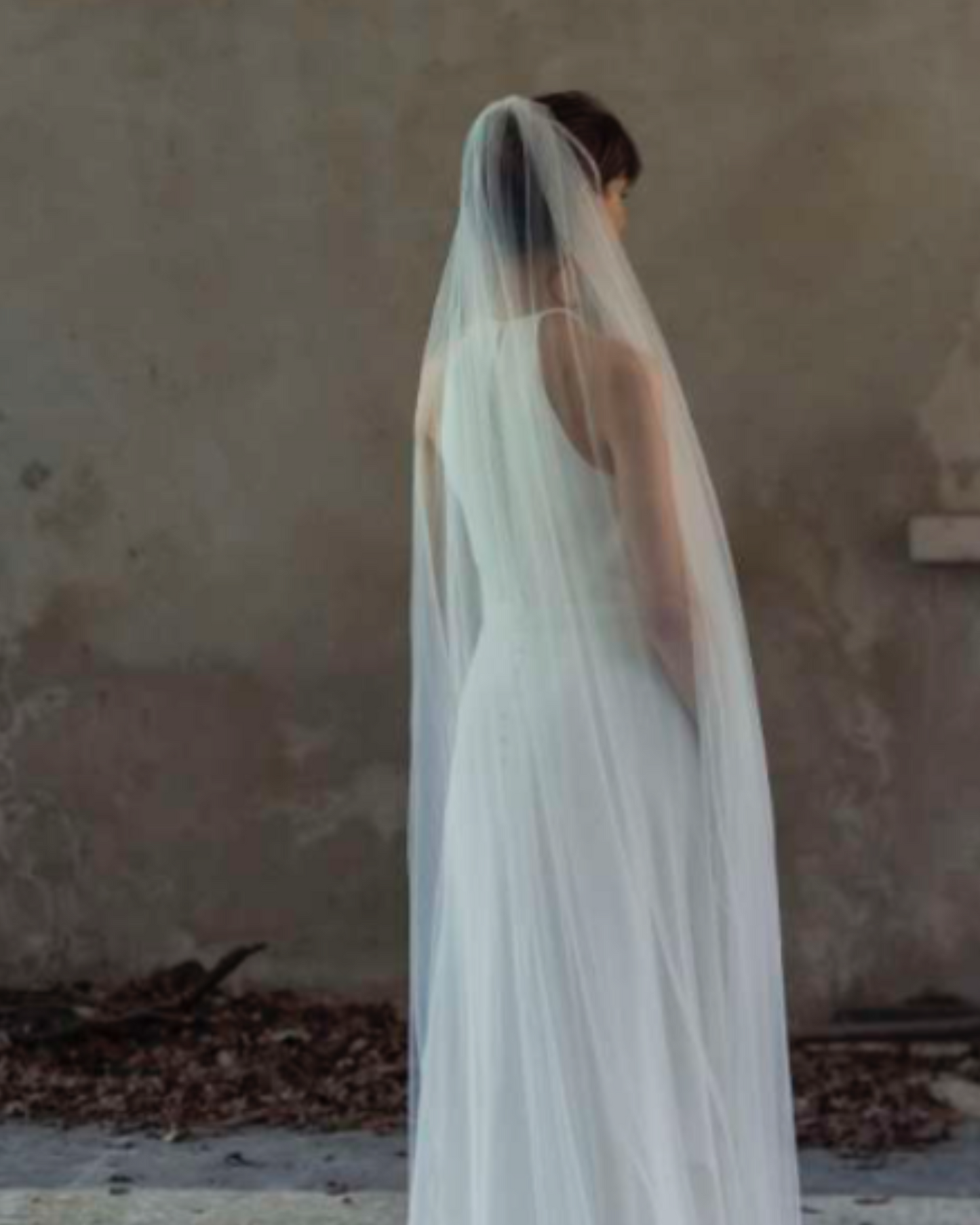 Long veil with lace trim