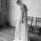 Long lace trim veil with blusher
